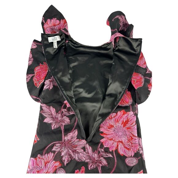 Belle Badgley Mischka Mini Gina Dress Womens 0 Black Pink Floral Lined Cocktail - Picture 3 of 6